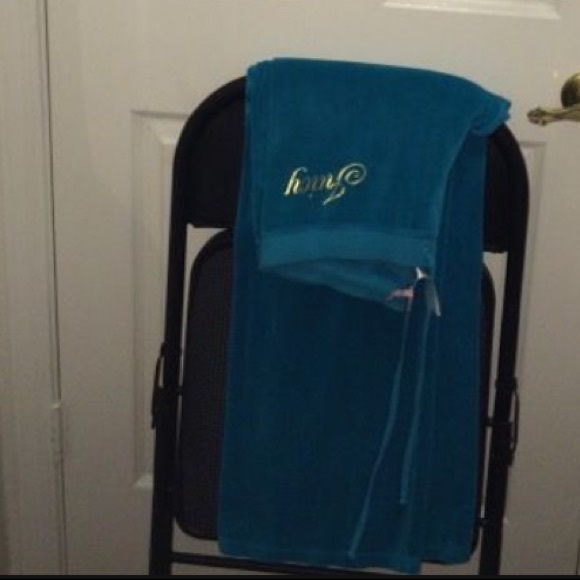 Vintage JUICY COUTURE Y2K TEAL BLUE VELOUR TRACKSUIT MATCHING SET - Picture 6 of 11